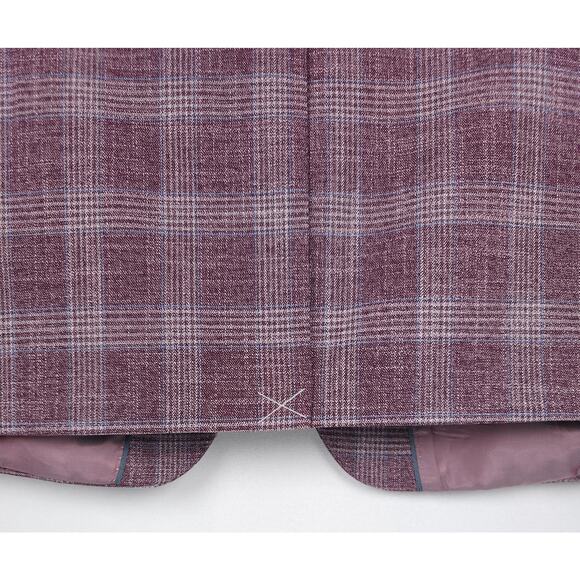 Michael Kors Men's Classic-Fit Stretch Sport Coat Burgundy Blue Plaid 40R NWT - Picture 6 of 7